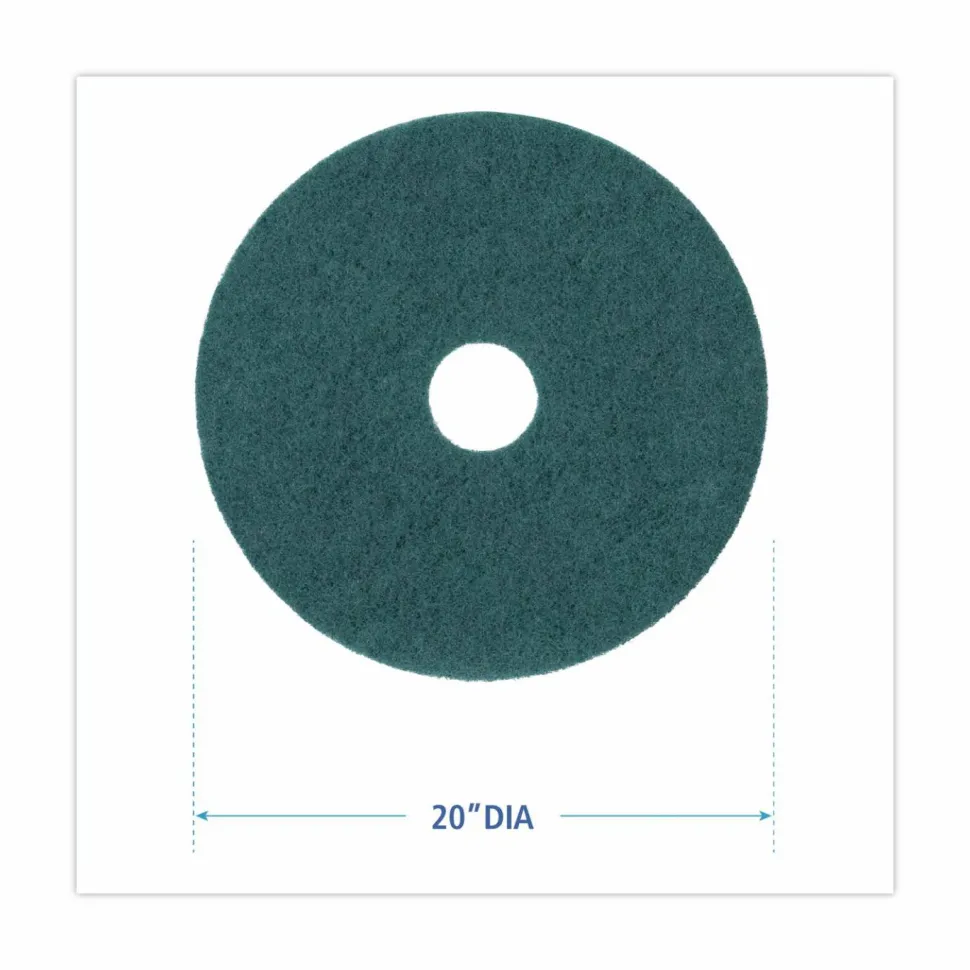 Boardwalk Heavy-Duty Scrubbing Floor Pads, 20" Diameter, Green, 5/Carton