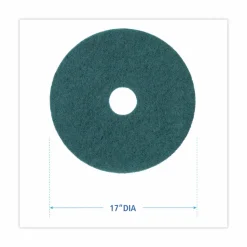 Boardwalk Heavy-Duty Scrubbing Floor Pads, 17" Diameter, Green, 5/Carton
