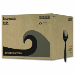 Boardwalk Heavyweight Polypropylene Cutlery, Fork, Plastic, Black, 1,000/Carton
