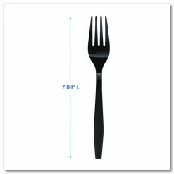 Boardwalk Heavyweight Polypropylene Cutlery, Fork, Plastic, Black, 1,000/Carton