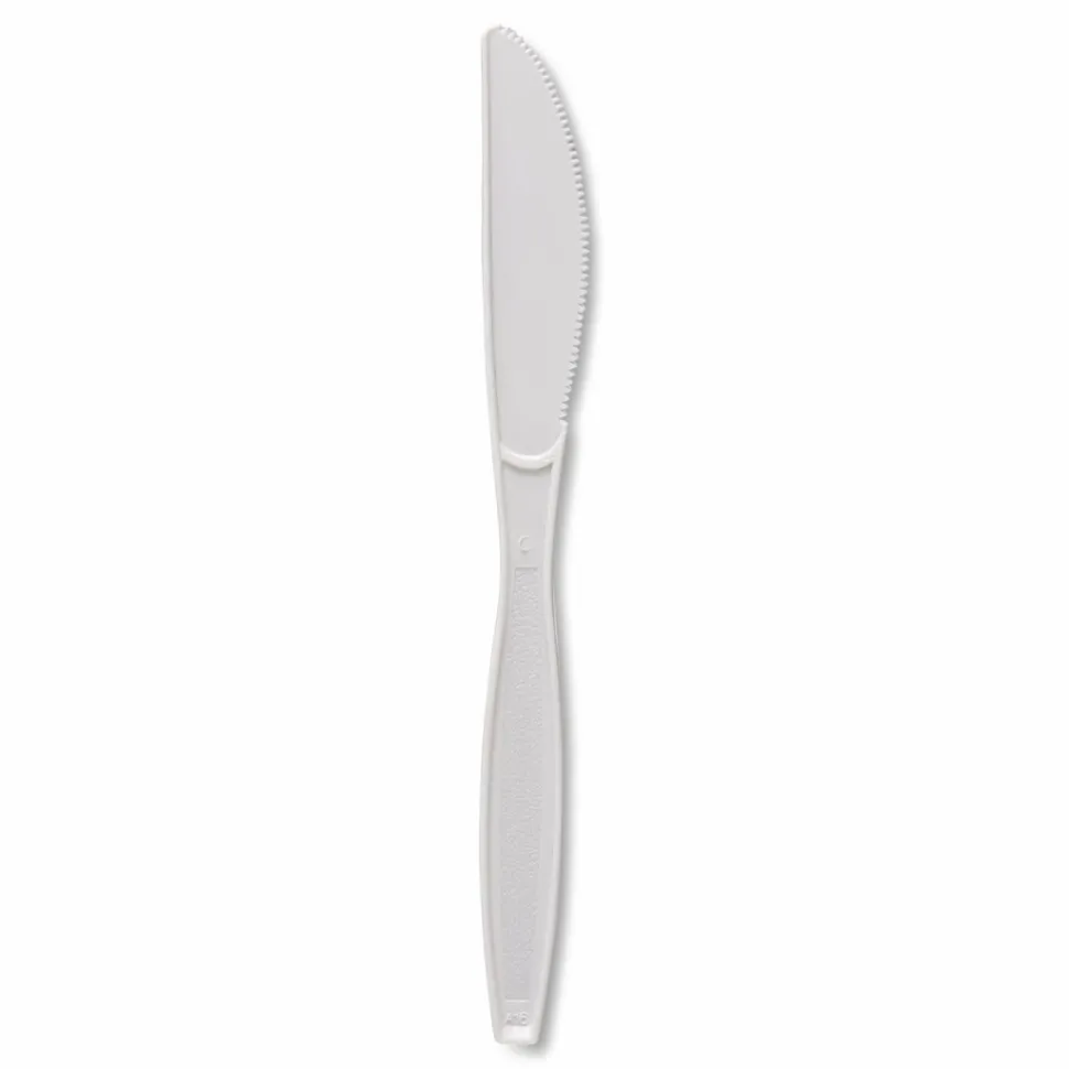 Boardwalk Heavyweight Polypropylene Cutlery, Knife, Plastic, White, 1,000/Carton