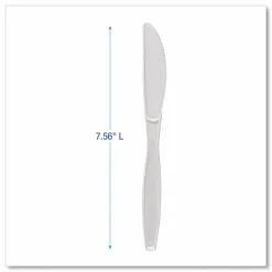 Boardwalk Heavyweight Polypropylene Cutlery, Knife, Plastic, White, 1,000/Carton
