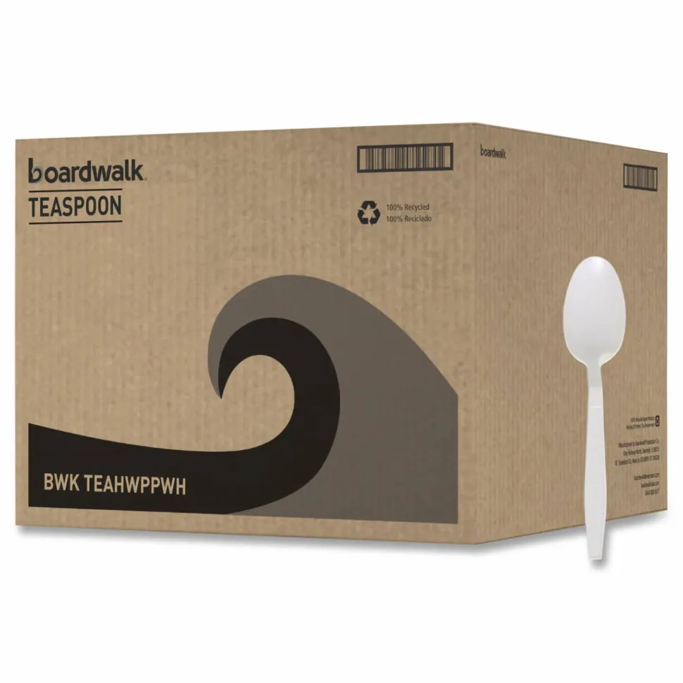 Boardwalk Heavyweight Polypropylene Cutlery, Spoon, Plastic, White, 1,000/Carton