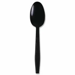 Boardwalk Heavyweight Wrapped Polypropylene Cutlery, Spoon, Plastic, Black, 1,000/Carton