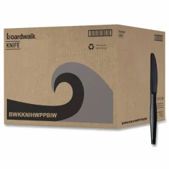 Boardwalk Heavyweight Wrapped Polypropylene Cutlery, Knife, Plastic, Black, 1,000/Carton