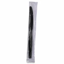 Boardwalk Heavyweight Wrapped Polypropylene Cutlery, Knife, Plastic, Black, 1,000/Carton
