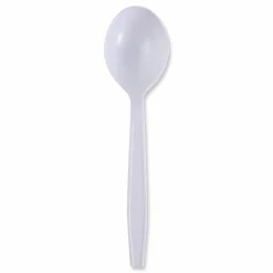 Boardwalk Heavyweight Wrapped Polypropylene Cutlery, Soup Spoon, Plastic, White, 1,000/Carton