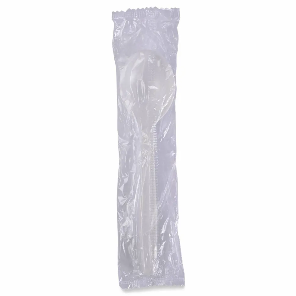 Boardwalk Heavyweight Wrapped Polypropylene Cutlery, Soup Spoon, Plastic, White, 1,000/Carton