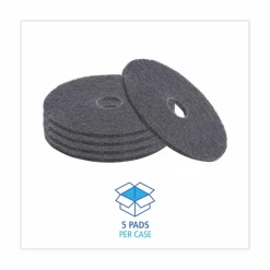 Boardwalk High Performance Stripping Floor Pads, 17" Diameter, Black, 5/Carton