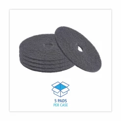 Boardwalk High Performance Stripping Floor Pads, 20" Diameter, Black, 5/Carton