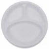 Boardwalk Hi-Impact Plastic Dinnerware, 3-Compartment Plate, 10" dia, White, 500/Carton