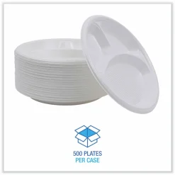 Boardwalk Hi-Impact Plastic Dinnerware, 3-Compartment Plate, 10