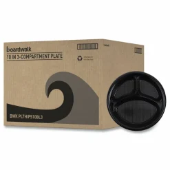 Boardwalk Hi-Impact Plastic Dinnerware, 3-Compartment Plate, 10