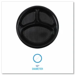 Boardwalk Hi-Impact Plastic Dinnerware, 3-Compartment Plate, 10