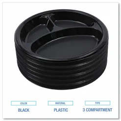 Boardwalk Hi-Impact Plastic Dinnerware, 3-Compartment Plate, 10