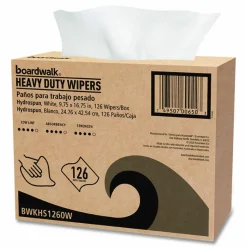 Boardwalk Hydrospun Wipers, 1-Ply, 9.75 x 16.75, White, 126/Box, 10 Boxes/Carton