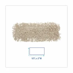 Boardwalk Industrial Dust Mop Head, Cotton, 18 x 3, White
