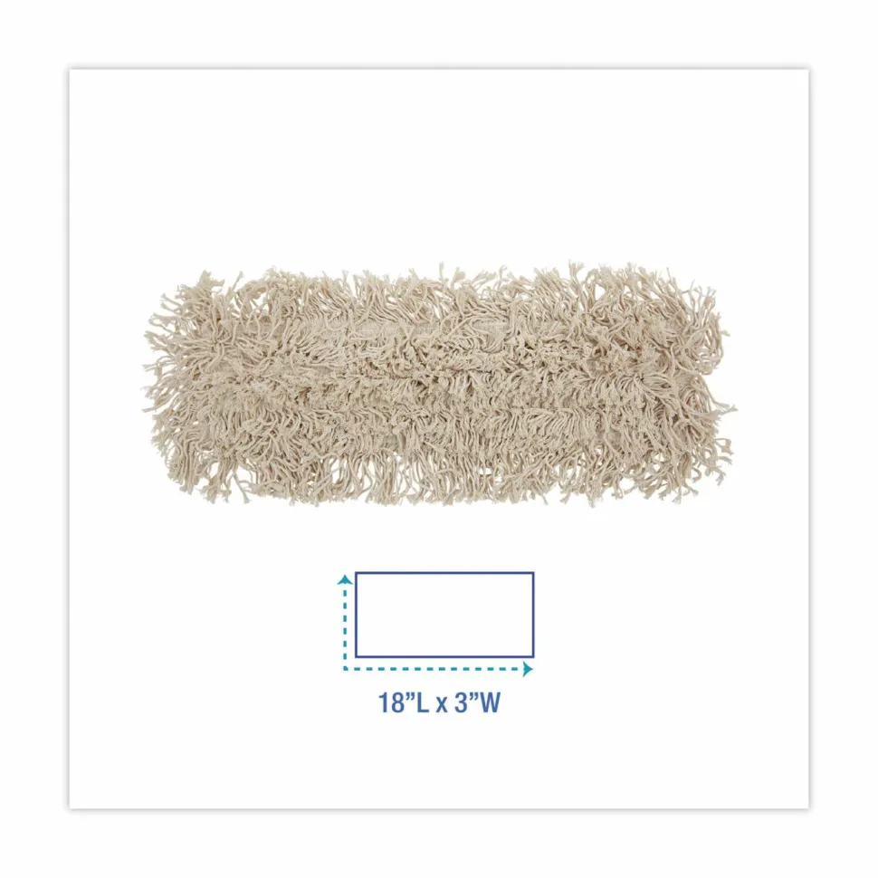 Boardwalk Industrial Dust Mop Head, Cotton, 18 x 3, White