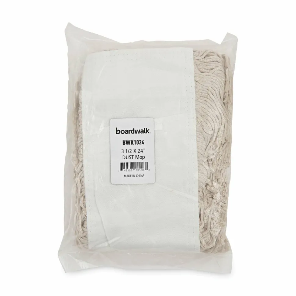 Boardwalk Industrial Dust Mop Head, Cotton, 24 x 3, White