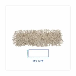 Boardwalk Industrial Dust Mop Head, Cotton, 24 x 3, White