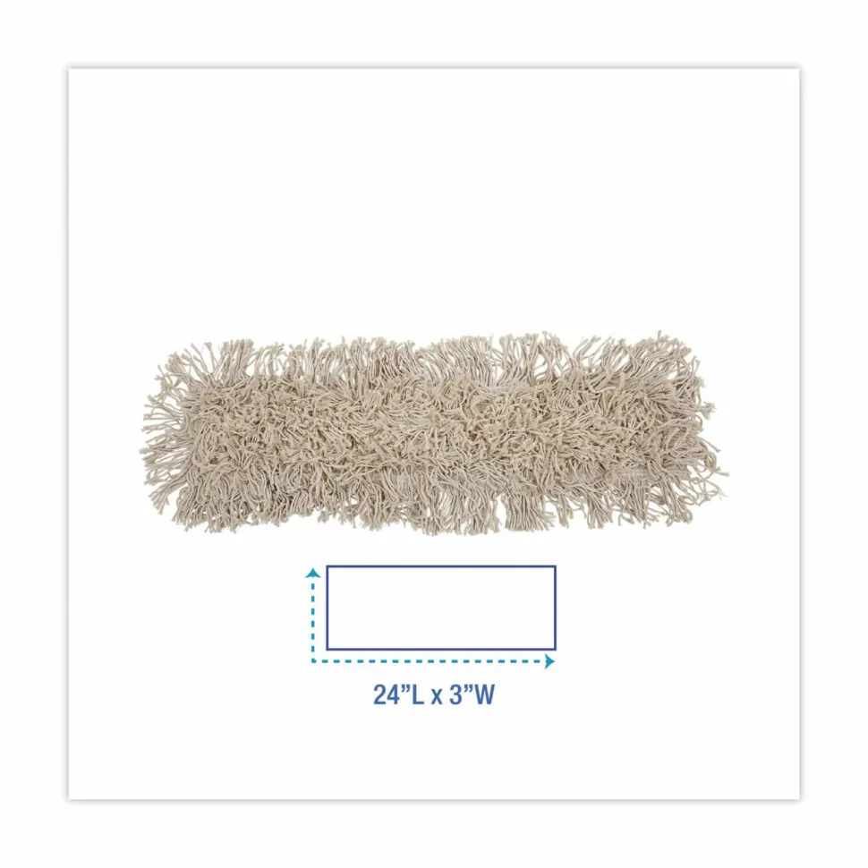 Boardwalk Industrial Dust Mop Head, Cotton, 24 x 3, White