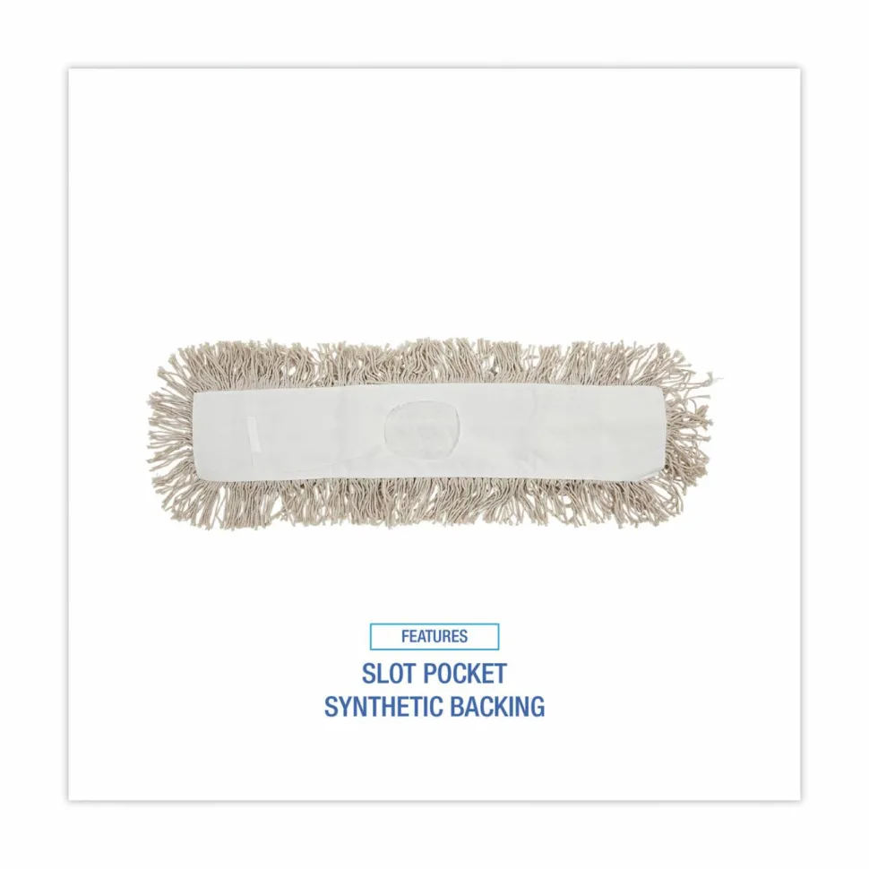 Boardwalk Industrial Dust Mop Head, Cotton, 24 x 3, White