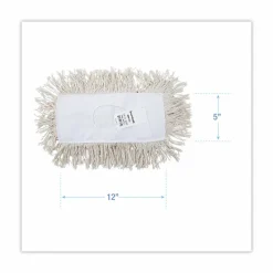 Boardwalk Industrial Dust Mop Head, Cotton, 12 x 5, White