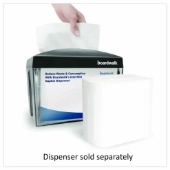 Boardwalk Interfold Napkins, 1-Ply, 8.8 x 6.3, White, 500/Pack, 12 Packs/Carton