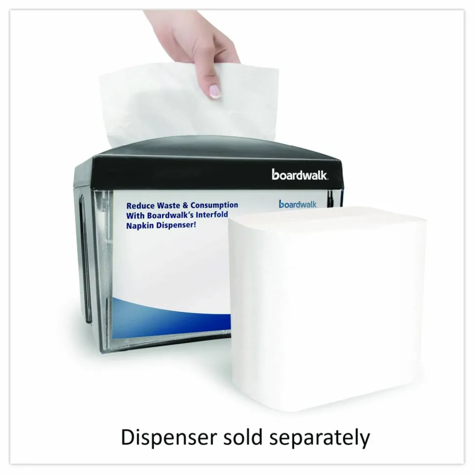 Boardwalk Interfold Napkins, 1-Ply, 8.8 x 6.3, White, 500/Pack, 12 Packs/Carton