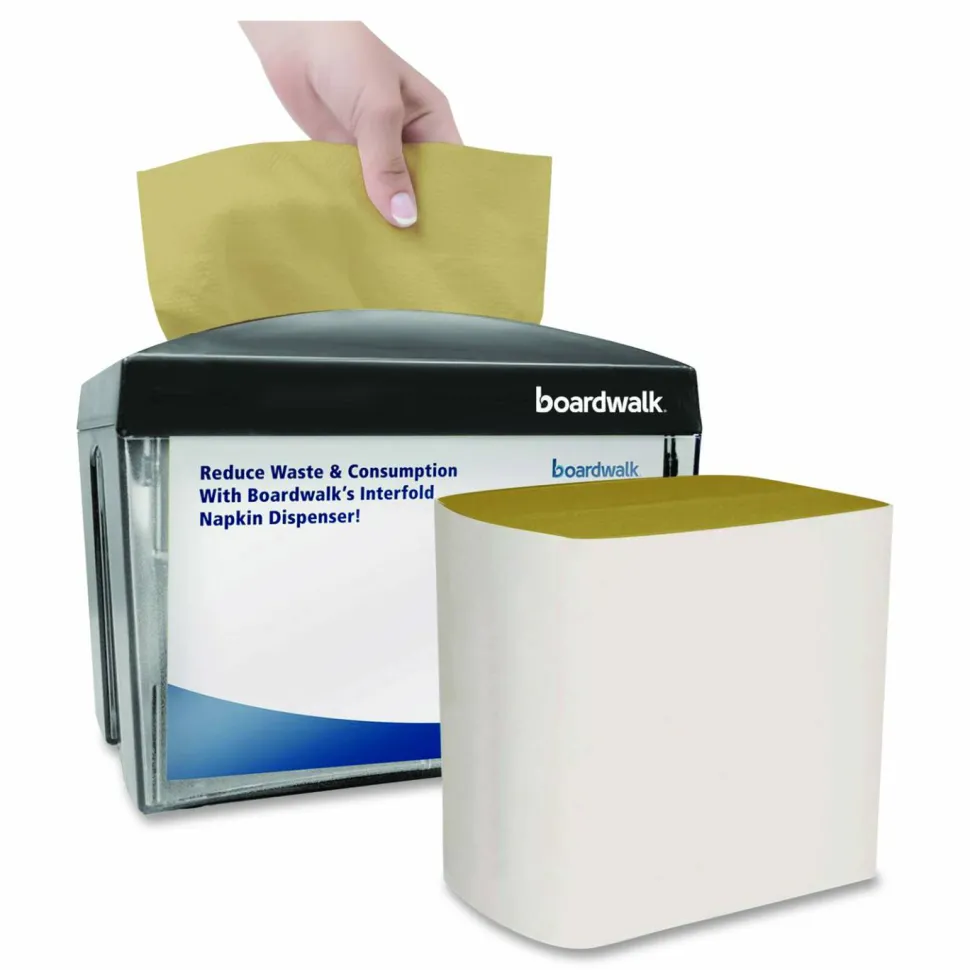 Boardwalk Interfold Napkins, 1-Ply, 8.8 x 6.3, Kraft, 500/Pack, 12 Packs/Carton
