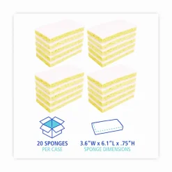 Boardwalk Light-Duty Scrubbing Sponge, Individually Wrapped, 3.6 x 6.1, 0.7