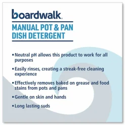 Boardwalk Manual Pot and Pan Dish Detergent, Fresh Breeze Scent, 1 gal Bottle, 4/Carton