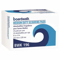 Boardwalk Medium-Duty Scouring Pad, 6 x 9, Green, 20/Carton