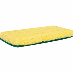 Boardwalk Medium-Duty Scrubbing Sponge, Individually Wrapped, 3.6 x 6.1, 0.75" Thick, Yellow/Green, 20/Carton
