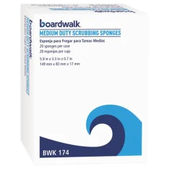 Boardwalk Medium-Duty Scrubbing Sponge, Individually Wrapped, 3.6 x 6.1, 0.75