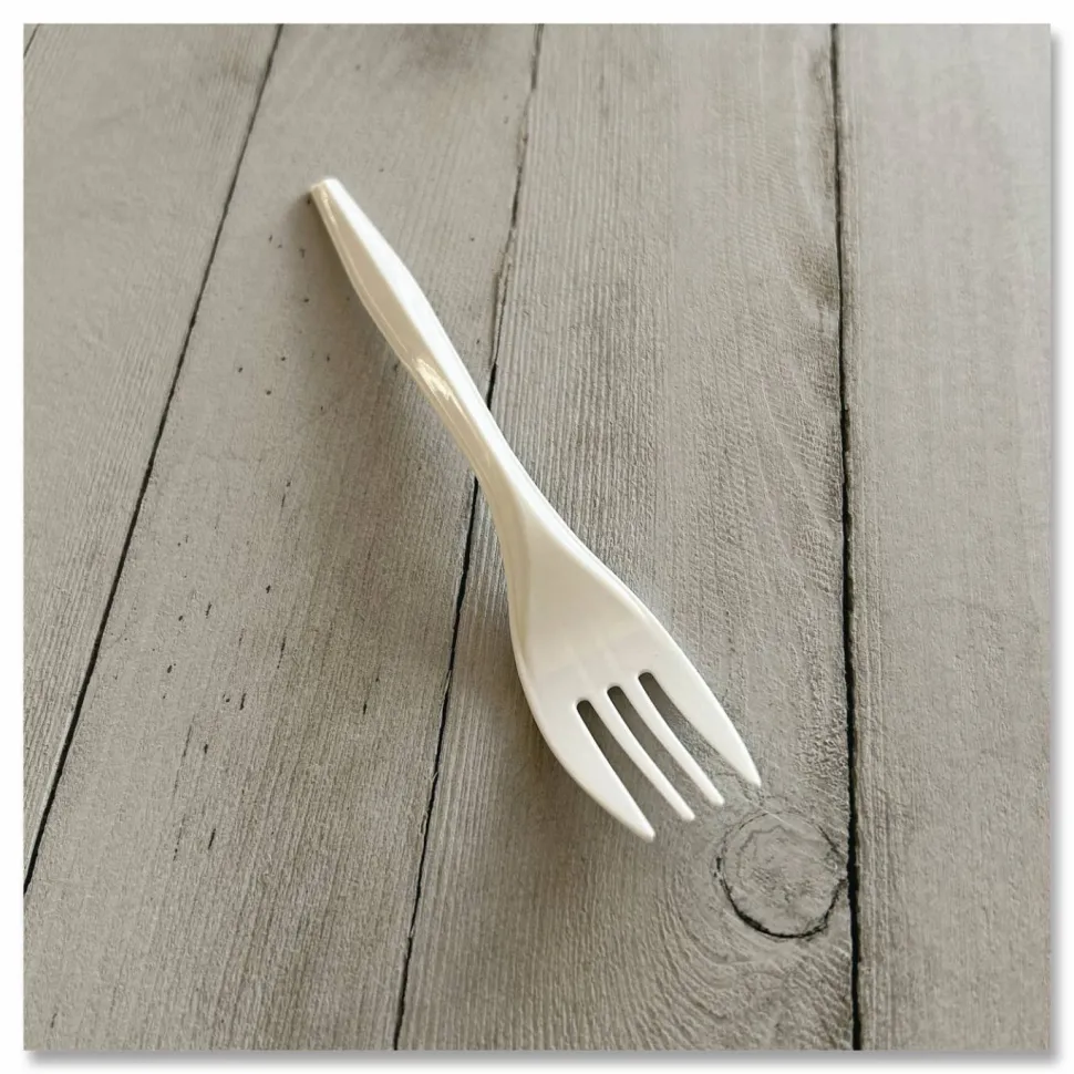 Boardwalk Mediumweight Polypropylene Cutlery, Fork, 5.51", Plastic, White, 1,000/Carton