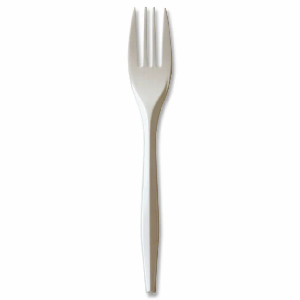 Boardwalk Mediumweight Polypropylene Cutlery, Fork, 5.51", Plastic, White, 1,000/Carton