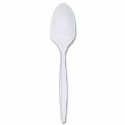 Boardwalk Mediumweight Polypropylene Cutlery, Spoon, 5.31", Plastic, White, 1,000/Carton