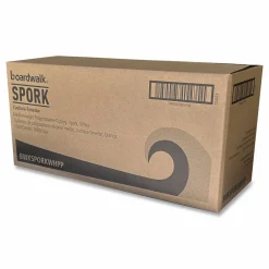 Boardwalk Mediumweight Polypropylene Cutlery, Spork, Plastic, White, 1000/Carton