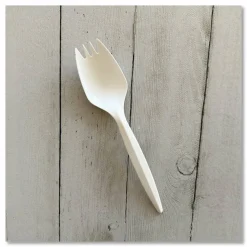 Boardwalk Mediumweight Polypropylene Cutlery, Spork, Plastic, White, 1000/Carton