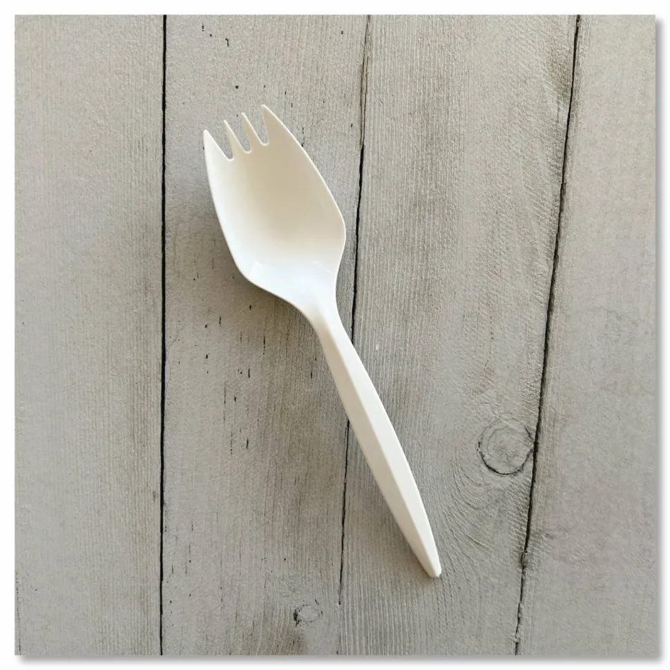 Boardwalk Mediumweight Polypropylene Cutlery, Spork, Plastic, White, 1000/Carton