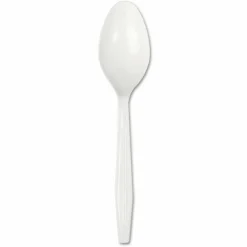 Boardwalk Mediumweight Polystyrene Cutlery, Spoon, Plastic, White, 100/Box