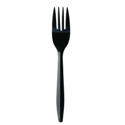 Boardwalk Mediumweight Wrapped Polypropylene Cutlery, Fork, Plastic, Black, 1,000/Carton