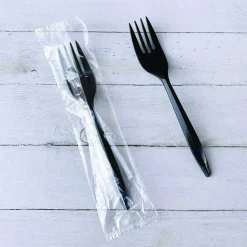 Boardwalk Mediumweight Wrapped Polypropylene Cutlery, Fork, Plastic, Black, 1,000/Carton