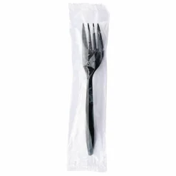 Boardwalk Mediumweight Wrapped Polypropylene Cutlery, Fork, Plastic, Black, 1,000/Carton