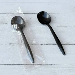 Boardwalk Mediumweight Wrapped Polypropylene Cutlery, Soup Spoon, Plastic, Black, 1,000/Carton