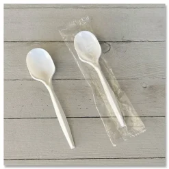Boardwalk Mediumweight Wrapped Polypropylene Cutlery, Soup Spoon, 4.86", Plastic, White, 1,000/Carton