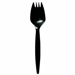 Boardwalk Mediumweight Wrapped Polypropylene Cutlery, Spork, Plastic, Black, 1,000/Carton