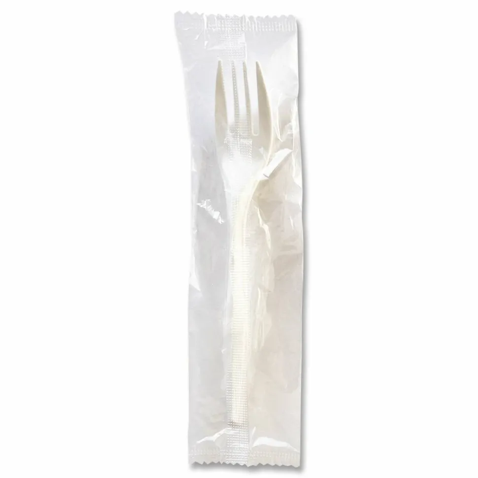 Boardwalk Mediumweight Wrapped Polypropylene Cutlery, Fork, 5.51", Plastic, White, 1,000/Carton