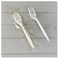 Boardwalk Mediumweight Wrapped Polypropylene Cutlery, Fork, 5.51